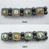 Hematite Beads and Alloy Spacer Religious Bracelet 7.8inch